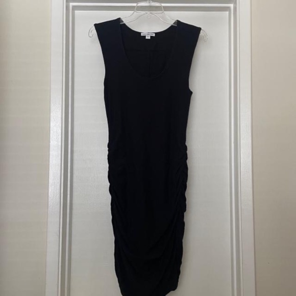JAMES PERSE Black Wide Strap Ruched Dress - Picture 2 of 10